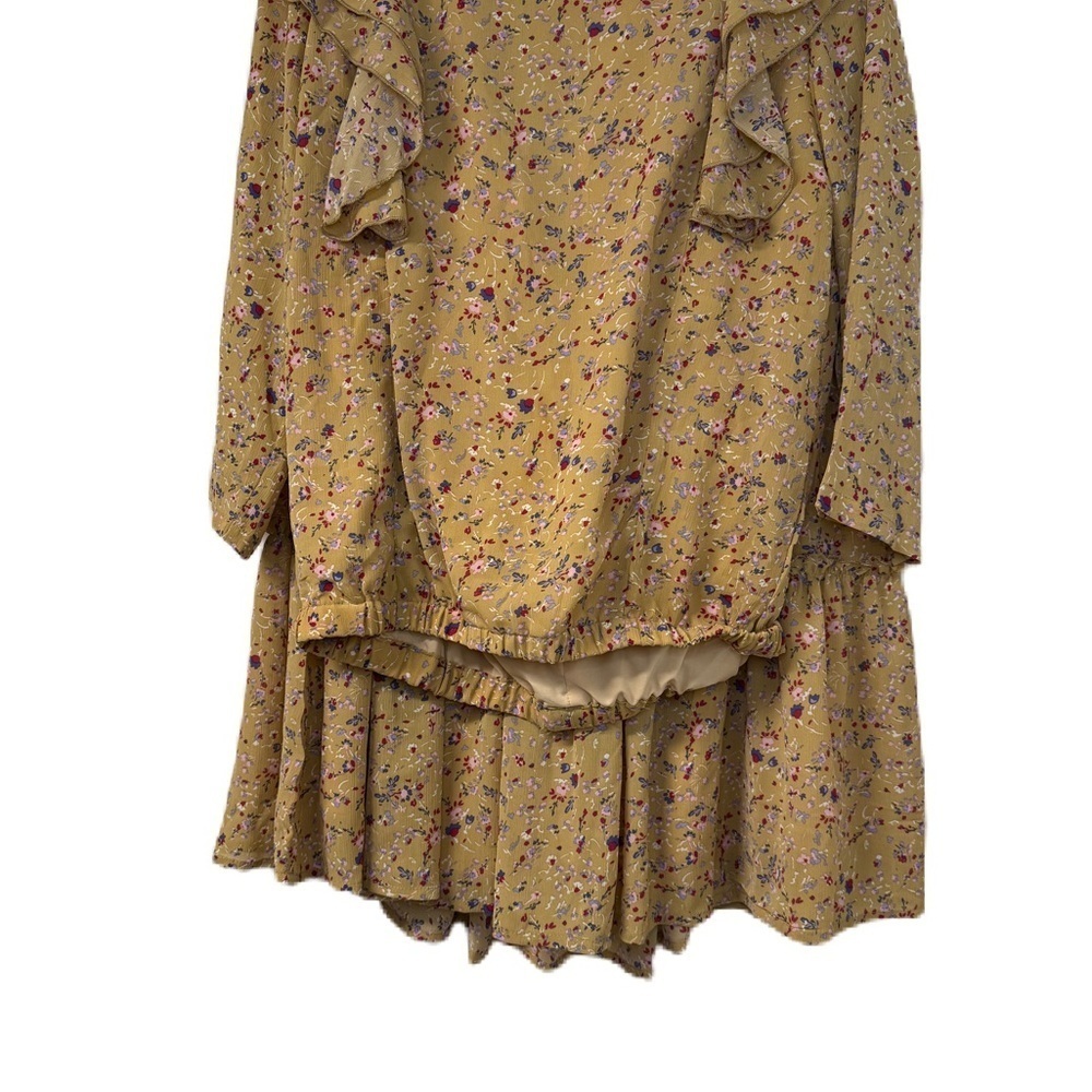 Women’s Yellow Tiered Ruffled Sundress with Flutter Sleeves l